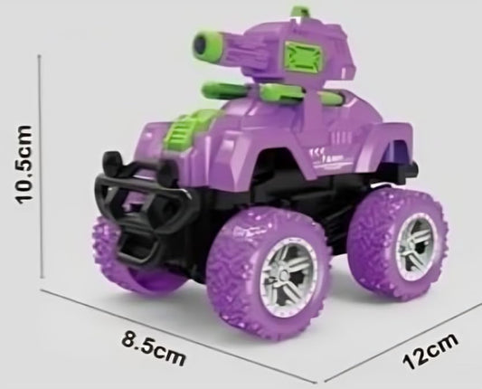 Hi-Tech Monster Tank Launcher Car Truck Friction Powered Cars Toy Monster Toys for Boys 3-7 Years Old 360 Degree Stunt 4wd Push go Truck for Toddlers Kids Gift