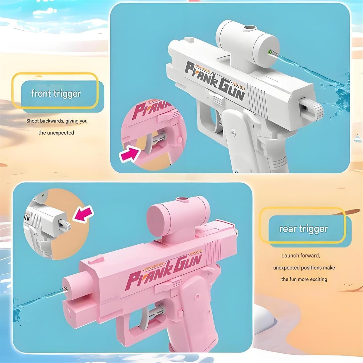Prank Two-Way Water Gun, Water Gun Prank Can Spray from Front and Back