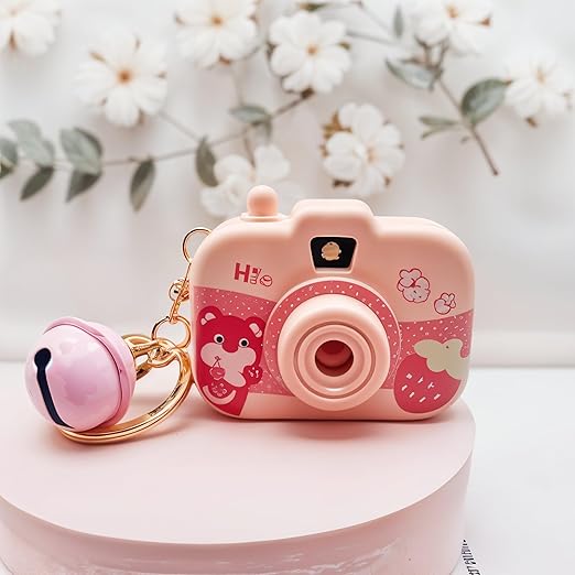 Mini Projector Camera Keychain | Kawaii Style Toy with Light & Bell | Cute Cartoon Accessory for Kids Bags | Rainbow Cloud Design | Perfect for School Bags, Pouches & Gifting