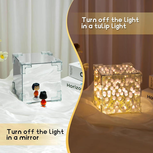 Decorative Tulip Flower Led Cube Night Lamp Set (1 Set Mix Color)