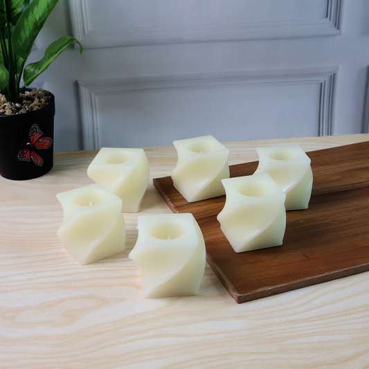 Set Of 6 Led Flameless Decorative Candles Square Shape Tealight Lamps