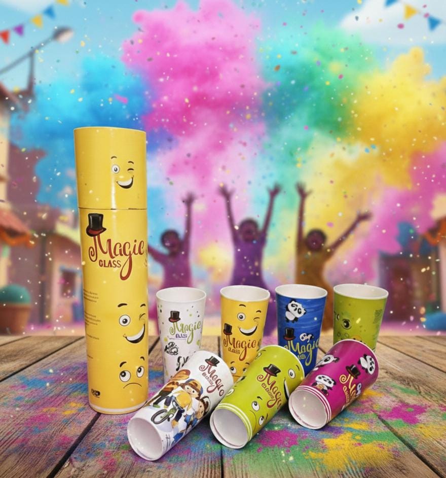 HOLI MAGIC GLASS WITH BOX PACKING (PACK OF 10)