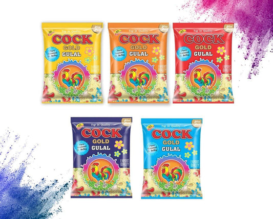 HOLI COCK HERBAL GULAL (PACK OF 5 X 70 GRMS)