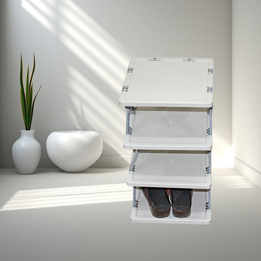 Smart Shoe Rack Shoes Stand Multifunctional Entryway Foldable Collapsible Door Shoe Rack Free Standing Heavy Duty Plastic Shoe Shelf Storage Organizer Narrow Footwear Home (1 Pc 4 Layer 6 Layer 8 Layer)