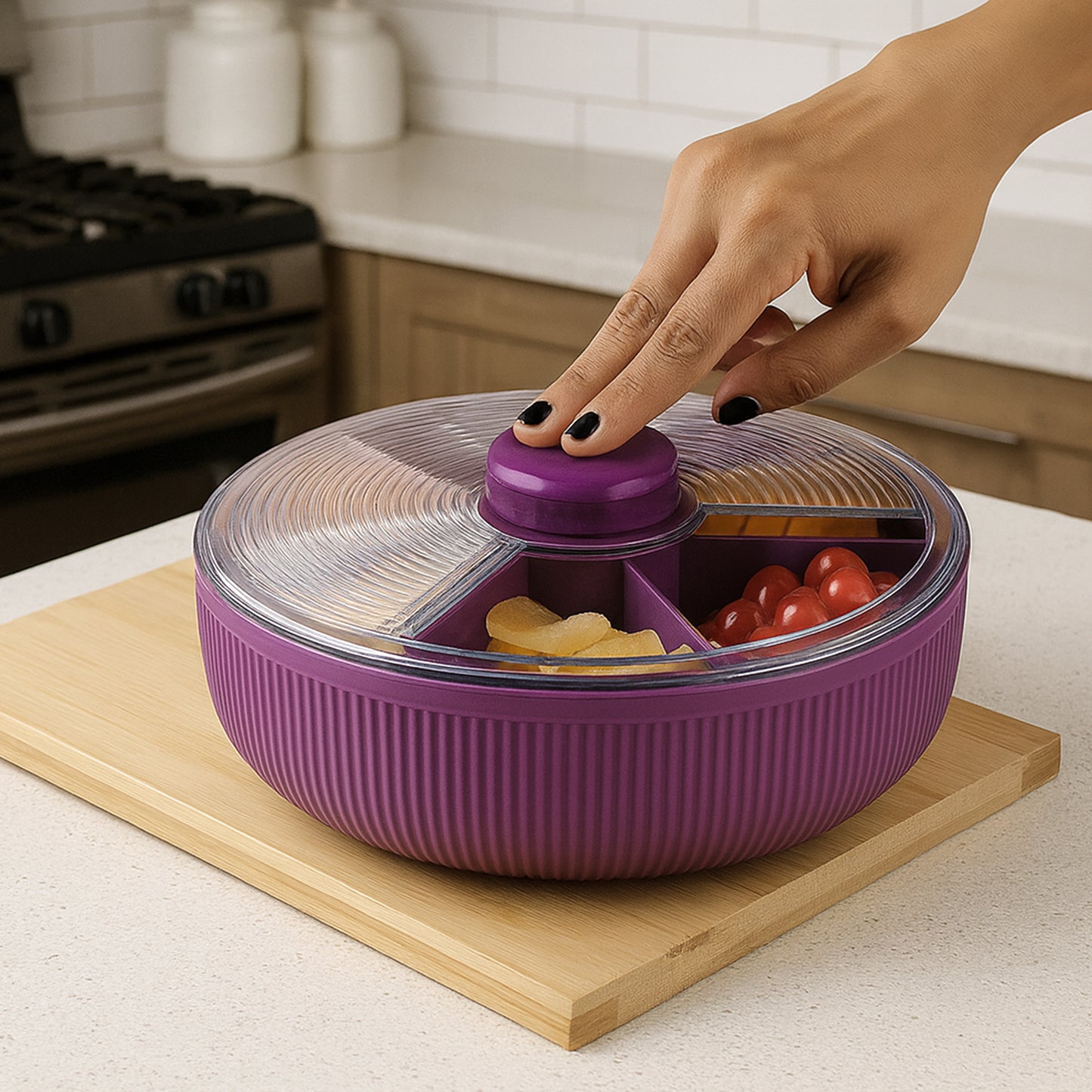 Supermom Multipurpose Round Rotating Dry Fruit Snack Storage Container (1 Pc)