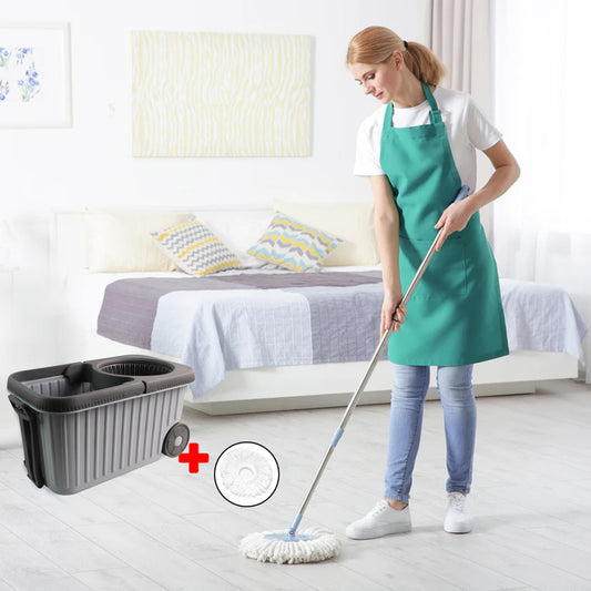 Apex Magic Spin Mop Cleaning Set With Dual Chamber Bucket Wheels
