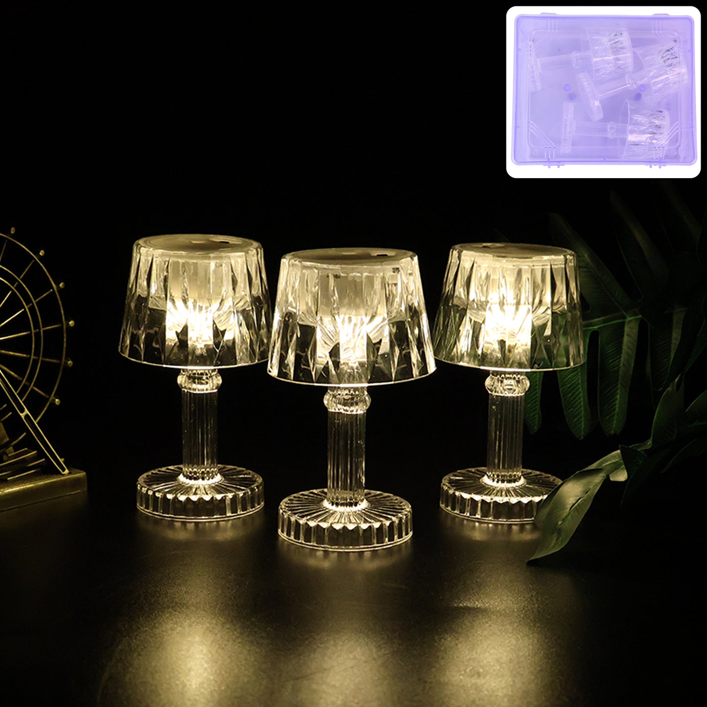 Battery Operated Decorative Led Mini Table Lamp (3 Pc Set)