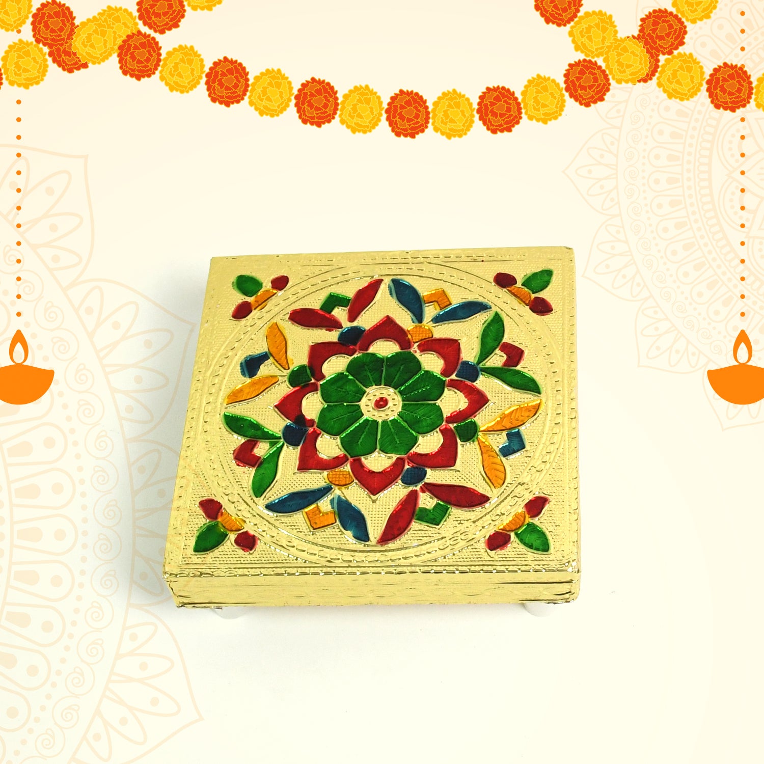 2122 Multipurpose Traditional Decorative Design Wooden Chowkibajot (1 Pc Set)
