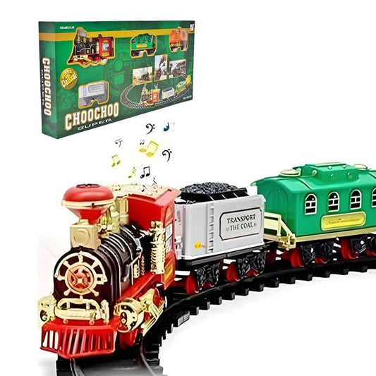 Choo Choo Classic Train Set Toy | Rechargeable Steam Train with Real Smoke, Light & Sound | Easy Track Assembly | Educational Toy for Kids, Boys & Girls