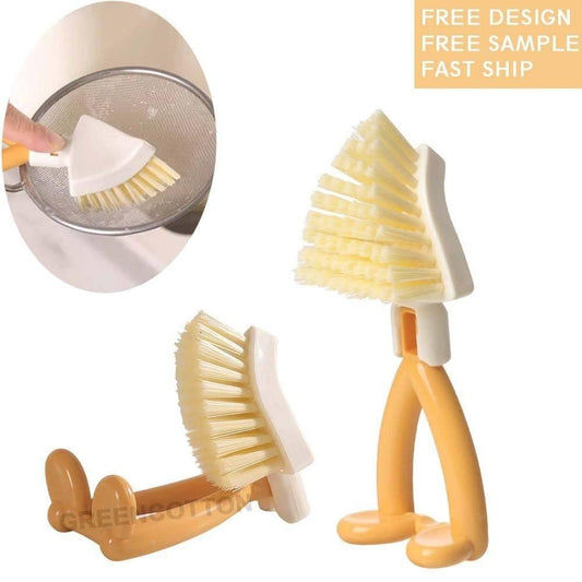 Foldable Triangular Gap Cleaning Brush with Soap Holder (Pack of 2)
