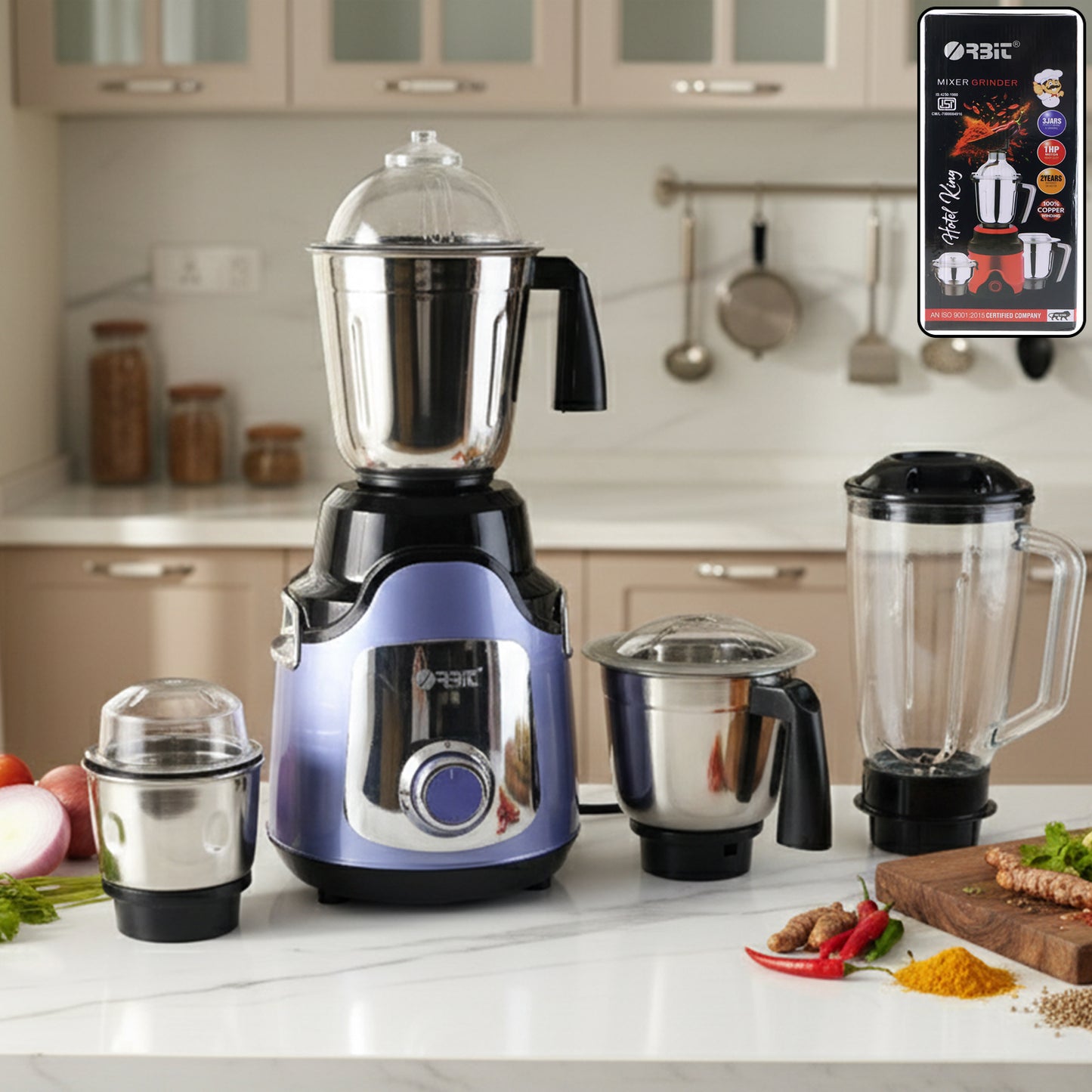 Orbit Heavy Duty 1 Hp (746) Watts Mixer Grinder With 4 Multipurpose Jars