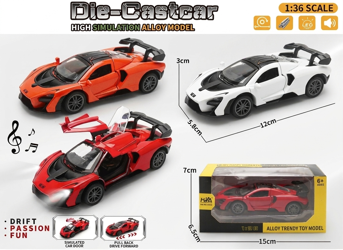 Premium 1:36 McLaren Senna Die-Cast Car | Pull Back | BIS Approved | Assorted | Pack of 1 | Store Pickup Only