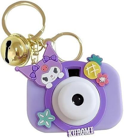 Mini Projector Camera Keychain | Kawaii Style Toy with Light & Bell | Cute Cartoon Accessory for Kids Bags | Rainbow Cloud Design | Perfect for School Bags, Pouches & Gifting