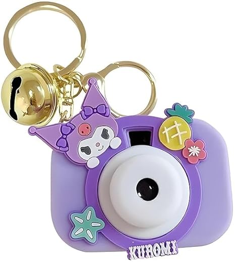 Mini Projector Camera Keychain | Kawaii Style Toy with Light & Bell | Cute Cartoon Accessory for Kids Bags | Rainbow Cloud Design | Perfect for School Bags, Pouches & Gifting