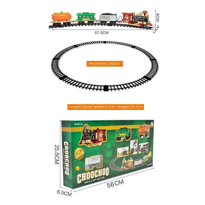 Choo Choo Classic Train Set Toy | Rechargeable Steam Train with Real Smoke, Light & Sound | Easy Track Assembly | Educational Toy for Kids, Boys & Girls