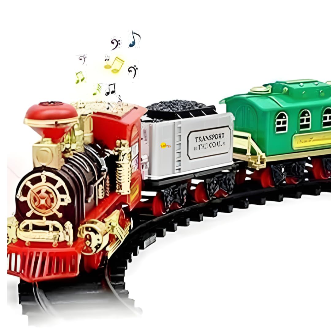 Choo Choo Classic Train Set Toy | Rechargeable Steam Train with Real Smoke, Light & Sound | Easy Track Assembly | Educational Toy for Kids, Boys & Girls