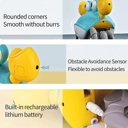 Rechargeable Crawling Crab Baby Toys for 3+ Years with Light & Sound | Sensory Interactive Moving Electric Toy for Kids | ISI and BIS Certified