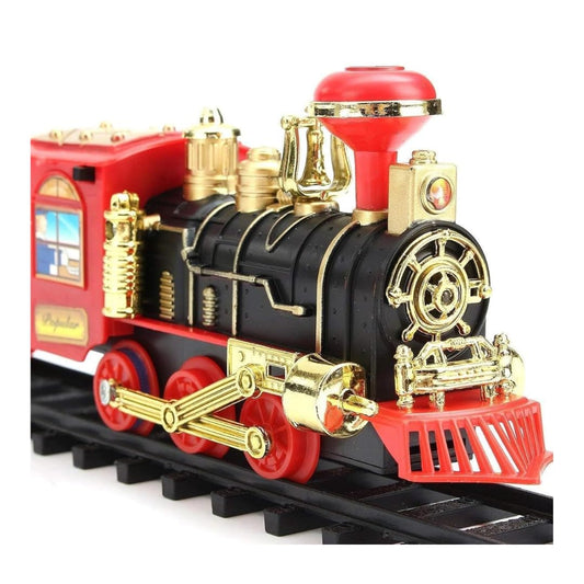 Choo Choo Classic Train Set Toy | Rechargeable Steam Train with Real Smoke, Light & Sound | Easy Track Assembly | Educational Toy for Kids, Boys & Girls