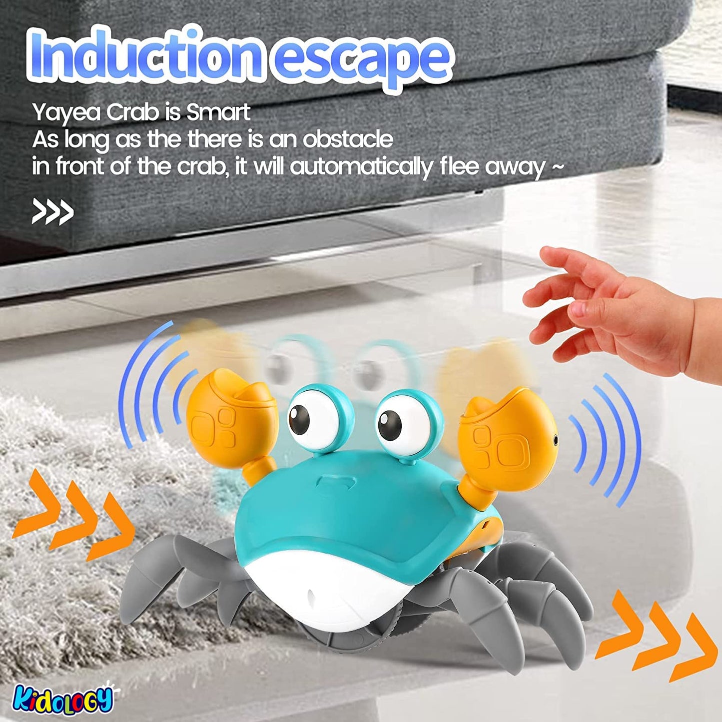 Rechargeable Crawling Crab Baby Toys for 3+ Years with Light & Sound | Sensory Interactive Moving Electric Toy for Kids | ISI and BIS Certified
