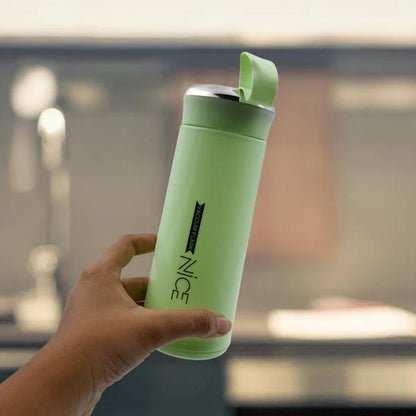Water Bottle 400ml Leak Proof Glass Water Bottle With Daily Water Intake For Gym And Children Nice Bottle (1 Pc  Light Green Color)