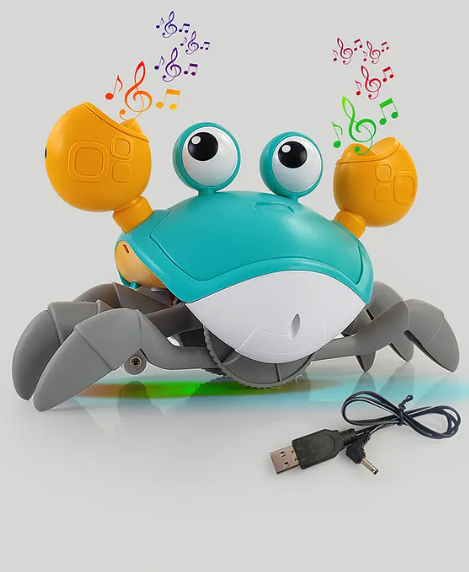 Rechargeable Crawling Crab Baby Toys for 3+ Years with Light & Sound | Sensory Interactive Moving Electric Toy for Kids | ISI and BIS Certified