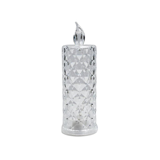 8439 Rose Candles Led Flameless And Smokeless Decorative Acrylic Transparent Candles Led Tea Light Candle Perfect For Gifting Home Diwali Christmas Crystal Candle Lights (1 Pc)  (Moq - 12 Pc )