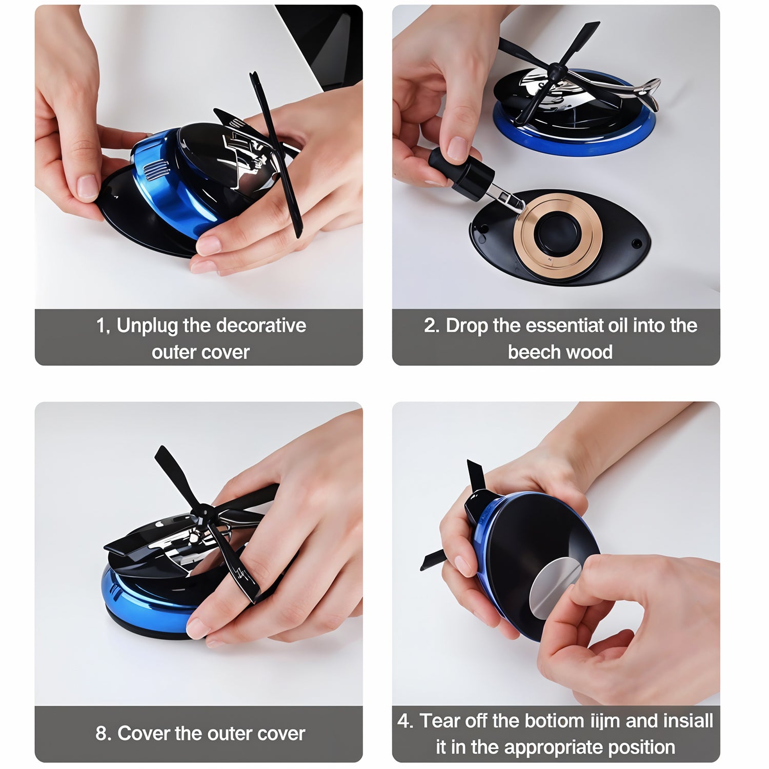 Solar-powered Rotating Helicopter Car Air Freshener