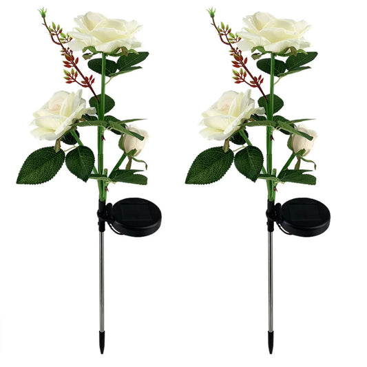 Solar Powered Decorative Garden Flower Lights Set Of 2