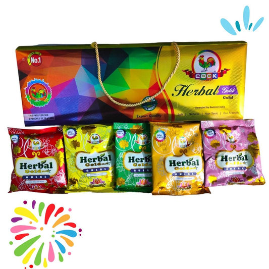 HOLI COCK HERBAL GULAL (PACK OF 5 X 70 GRMS)