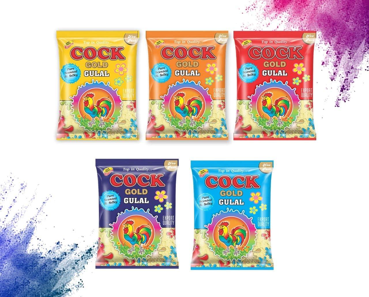 HOLI COCK HERBAL GULAL (PACK OF 5 X 70 GRMS)