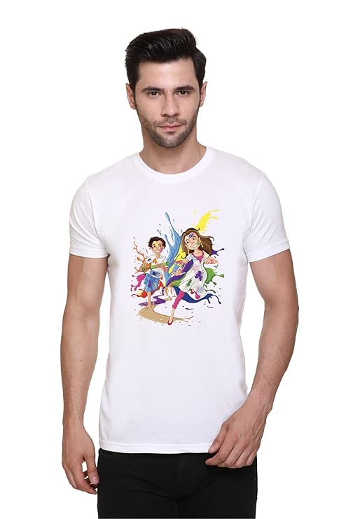 HOLI SPECIAL WHITE PRINTED T-SHIRT