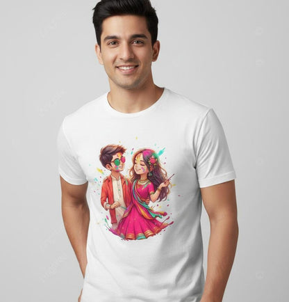 HOLI SPECIAL WHITE PRINTED T-SHIRT