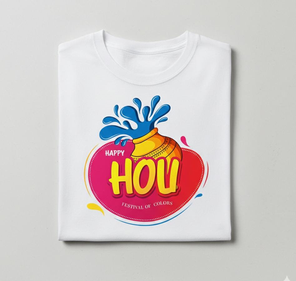 HOLI SPECIAL WHITE PRINTED T-SHIRT