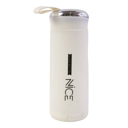 Premium White Glass Water Bottle (1 Pc 400 Ml)
