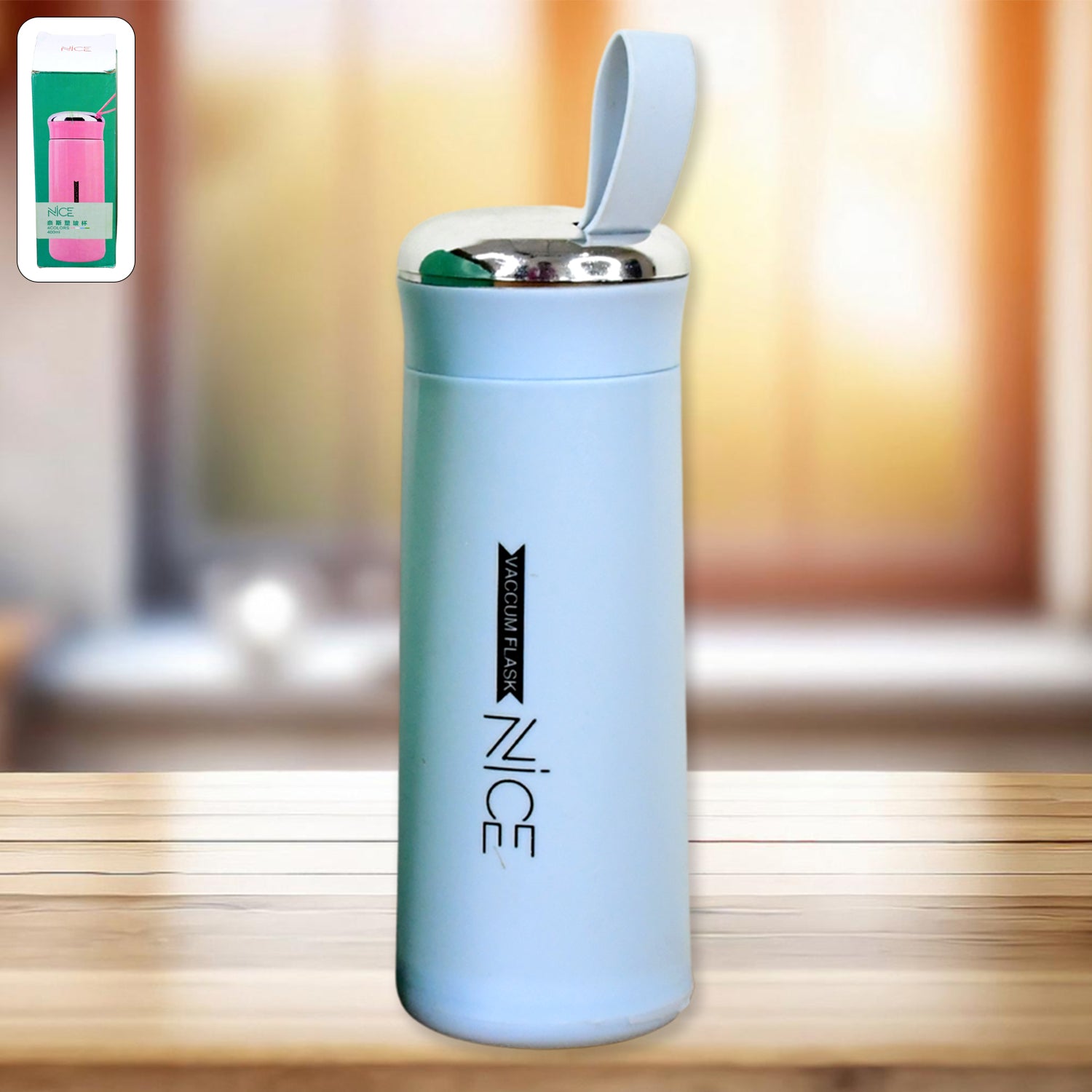 Water Bottle 400ml Leak Proof Glass Water Bottle With Daily Water Intake For Gym And Children Nice Bottle (1 Pc  Light Blue Color)