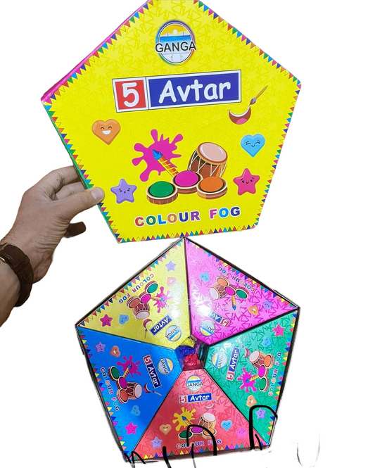 Ganga 5 Avtar Multi-Color Fog Fountain - Pentagonal Festive Smoke Pack (Pack of 5)