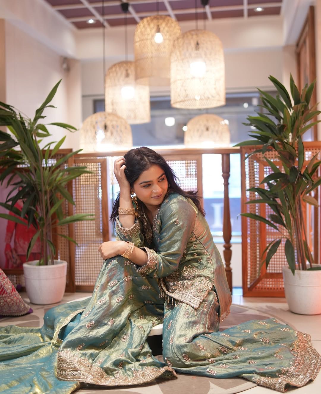 Pure Fendy Silk With Heavy Embroidery Sequence Work Top-Bottom And Dupatta Set Fully Stitched Ready To Wear
