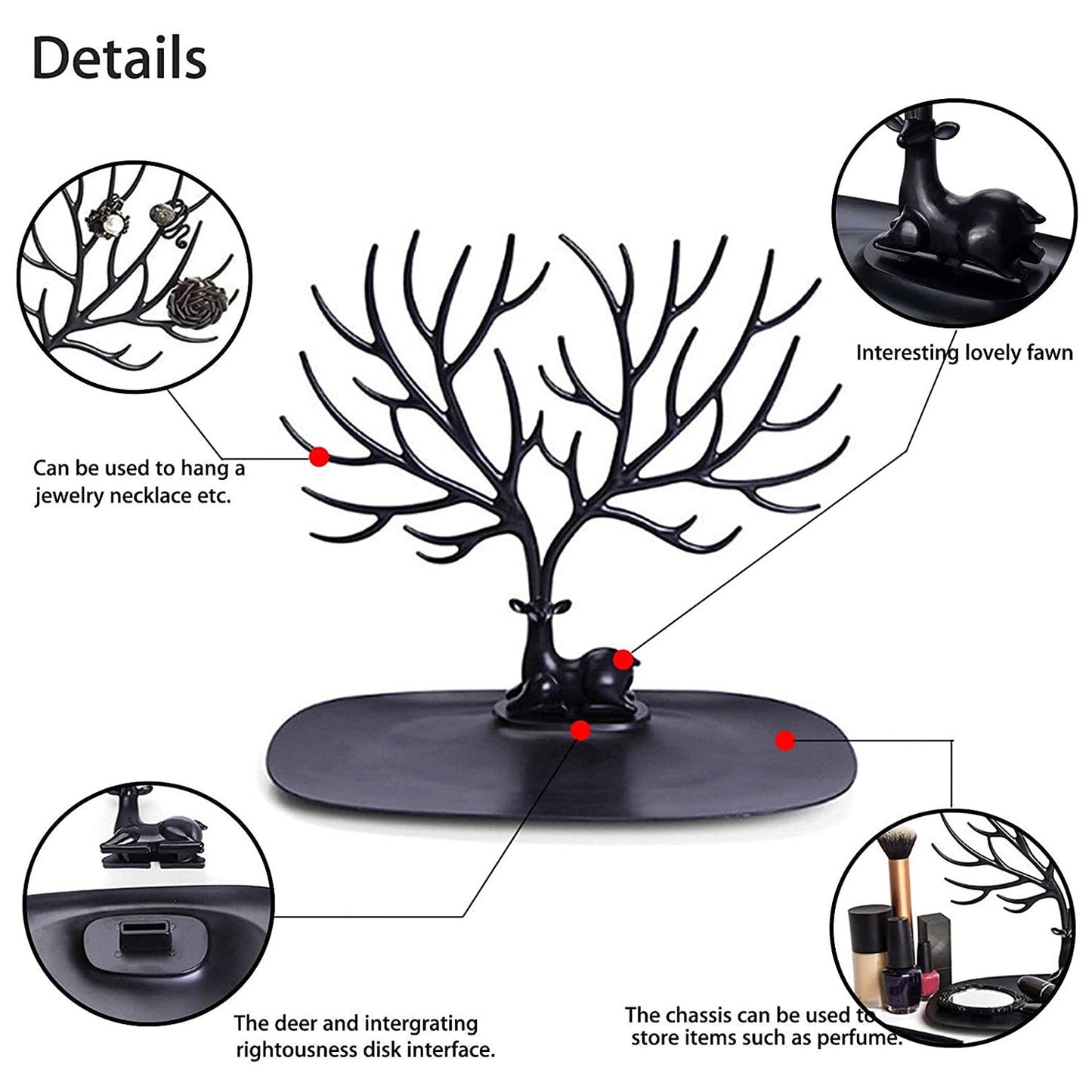 1788 Deer Shaped Jewellery Display Holder Earring Necklace Holder Organiser (1pc Only)