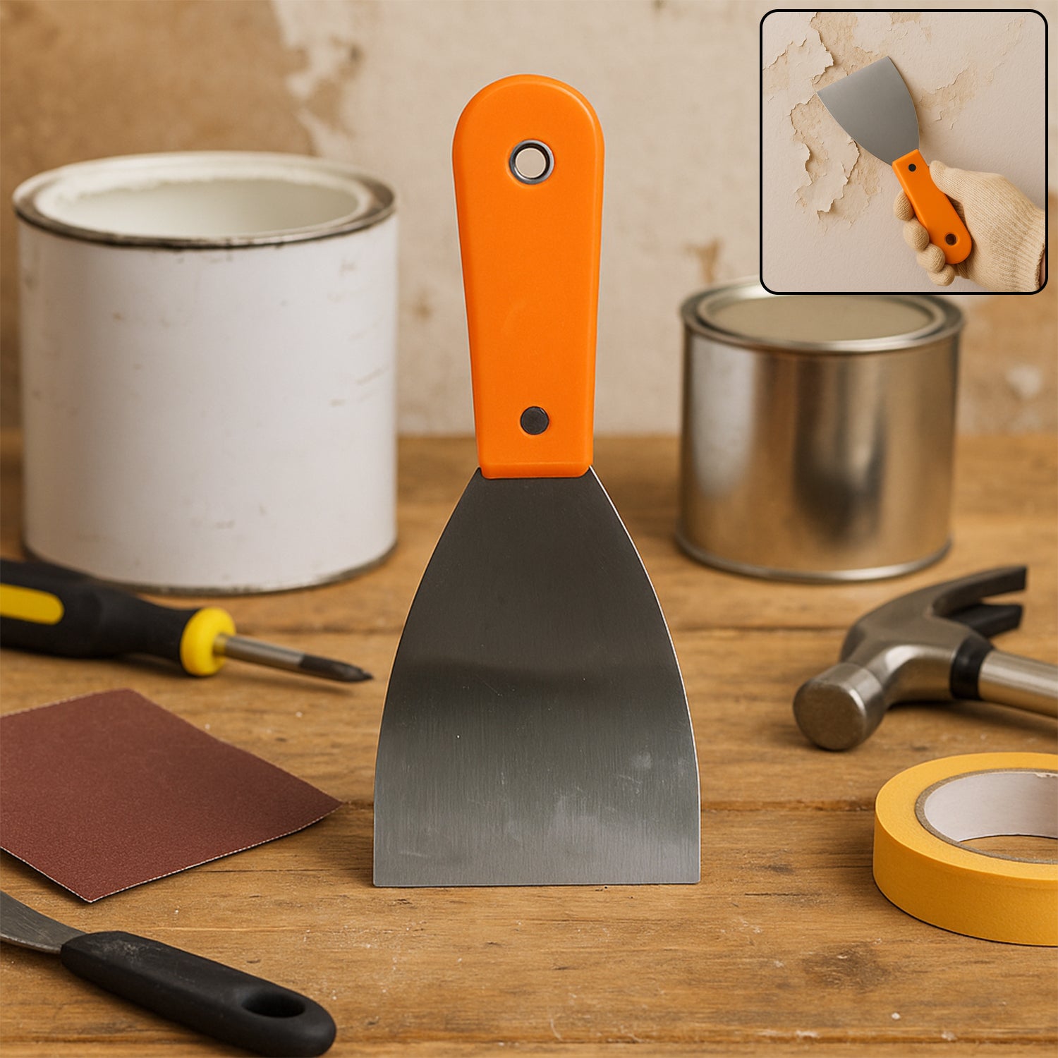 Putty Knife Set With Soft Rubber Handle (1 Pc)