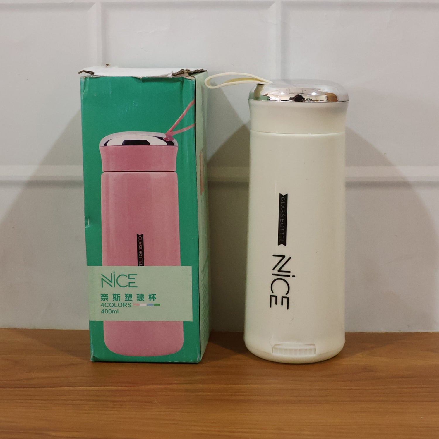 Premium White Glass Water Bottle (1 Pc 400 Ml)