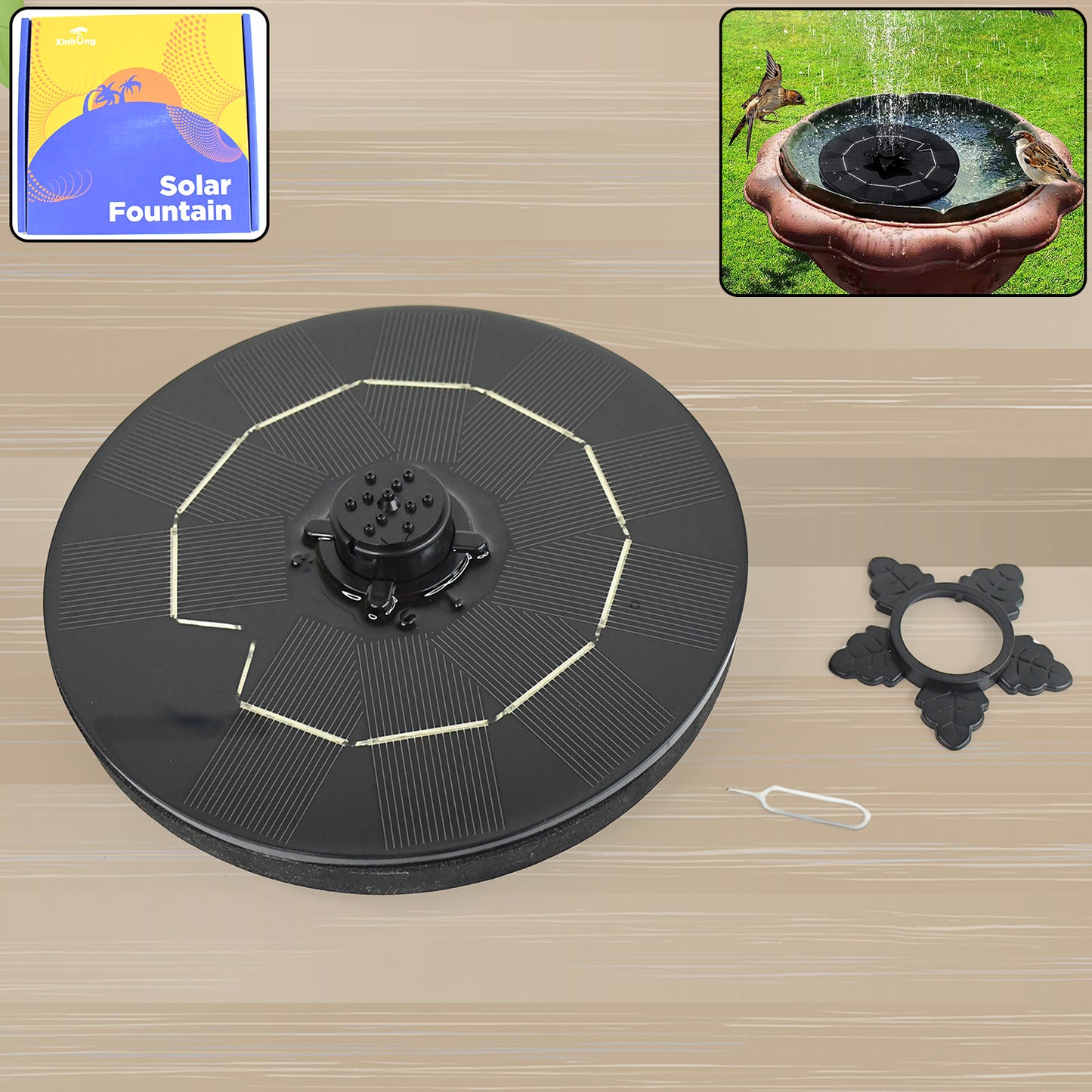 Fast Fountain By Pocket Hose - Solar-powered - Instantly Adds A Water Feature Virtually Anywhere - 5 Spray Modes - No Installation Or Batteries Required - Great For Bird Baths Pools Pond  More (1 Pc)