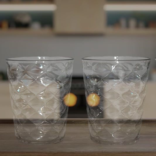 Apex Pyramid Design Unbreakable Plastic Glass  300 Ml