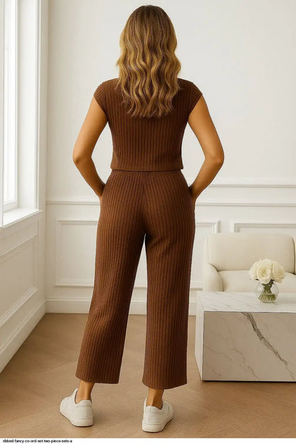 RIBBED FANCY CO ORD SET TWO PIECE SETS