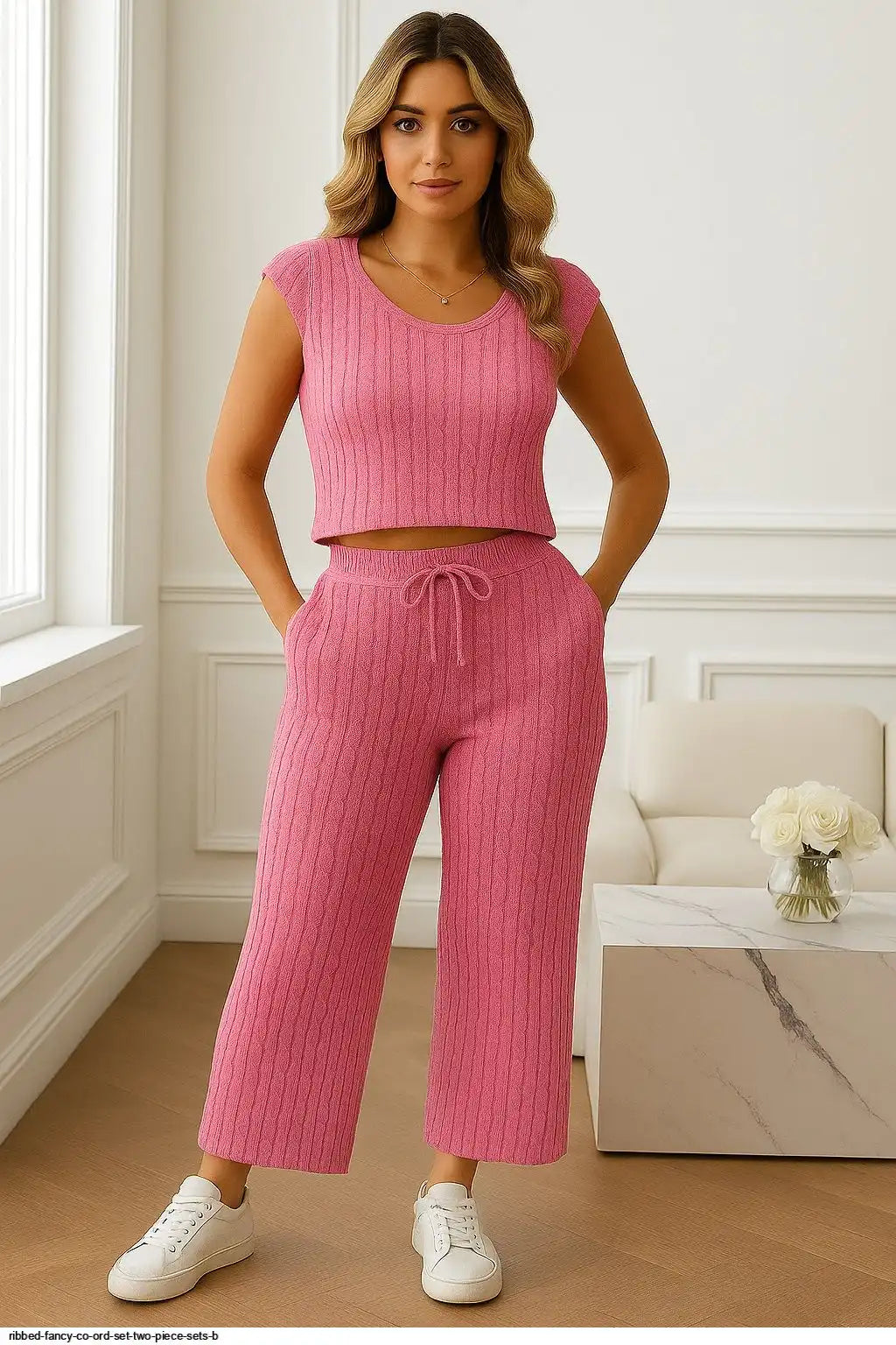RIBBED FANCY CO ORD SET TWO PIECE SETS
