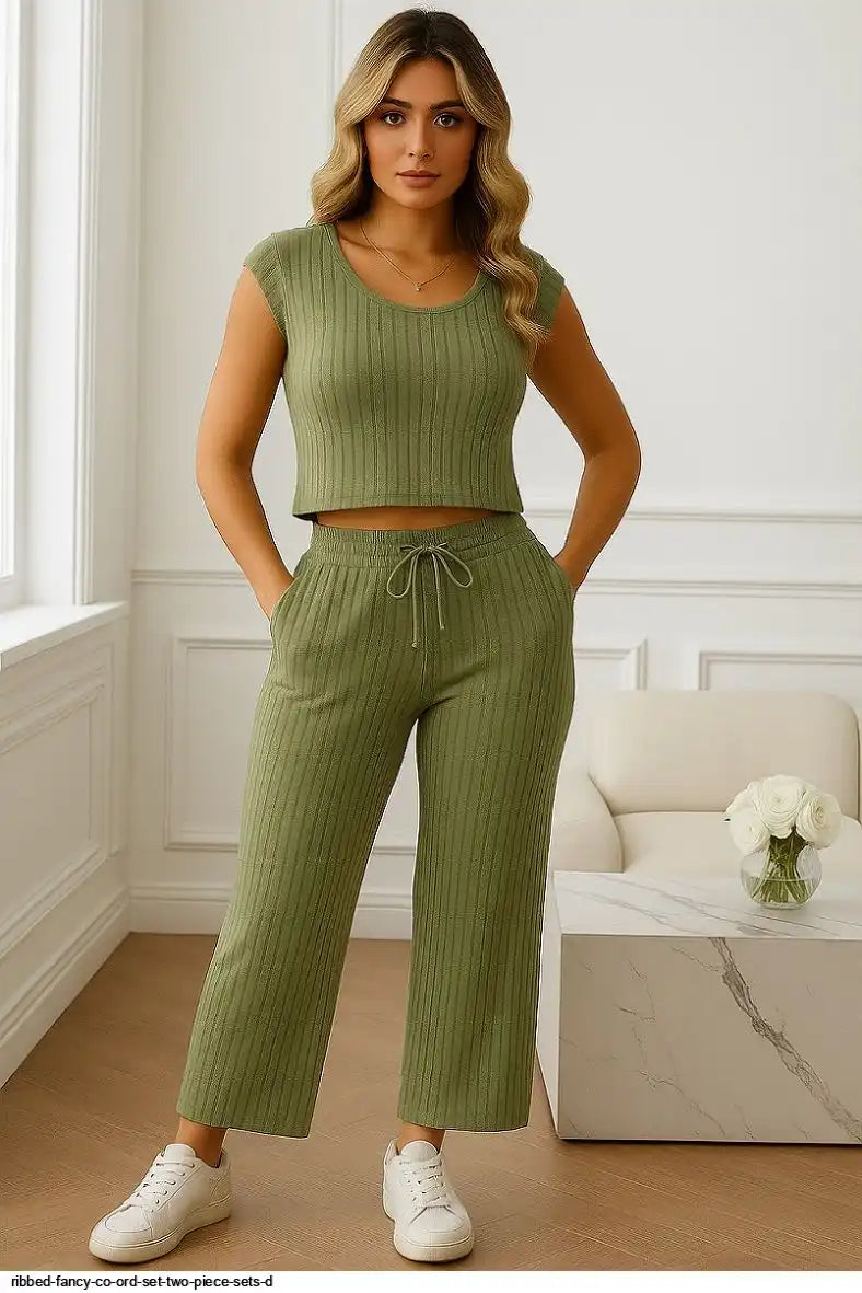 RIBBED FANCY CO ORD SET TWO PIECE SETS