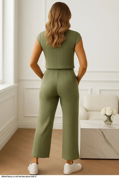 RIBBED FANCY CO ORD SET TWO PIECE SETS