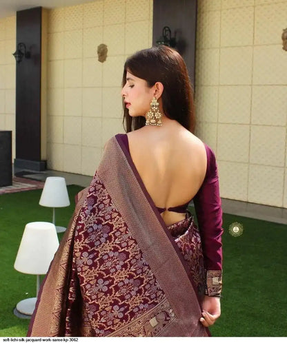SOFT LICHI SILK JACQUARD WORK SAREE