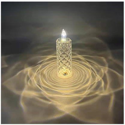 8439 Rose Candles Led Flameless And Smokeless Decorative Acrylic Transparent Candles Led Tea Light Candle Perfect For Gifting Home Diwali Christmas Crystal Candle Lights (1 Pc)  (Moq - 12 Pc )