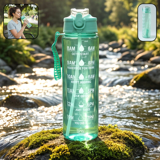 Motivational Water Bottle With Time Marker And Flip Top Lid (1000 Ml)